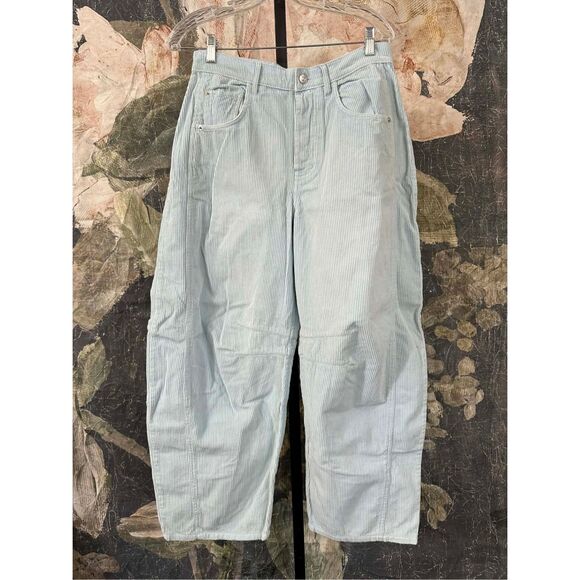 Free People We The Free Good Luck Mid-Rise Cord Barrel Jeans Size 28 - Picture 1 of 4